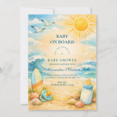 Baby On Board Beach Baby Shower 招待状 (正面)