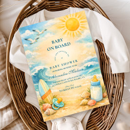 Baby On Board Beach Baby Shower 招待状