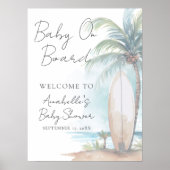 Baby On Board Beach Baby Shower Welcome Sign ポスター (正面)
