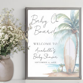 Baby On Board Beach Baby Shower Welcome Sign ポスター