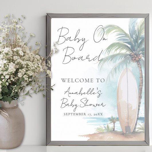 Baby On Board Beach Baby Shower Welcome Sign ポスター
