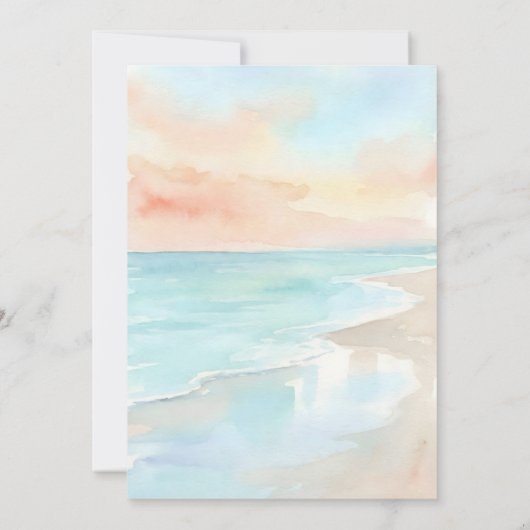 baby on board beach coast surfboard baby shower 招待状 (裏面)