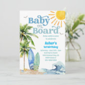 Baby On Board Beach Party Birthday Invitation 招待状 (スタンド正面)