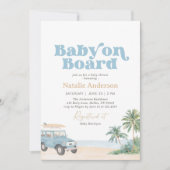 Baby on Board Beach Surf Baby Shower 招待状 (正面)
