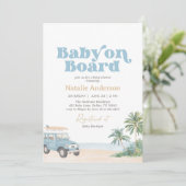 Baby on Board Beach Surf Baby Shower 招待状 (スタンド正面)