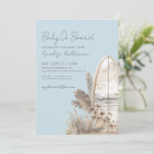 Baby On Board Blue Boho Beach Baby Shower 招待状 (スタンド正面)