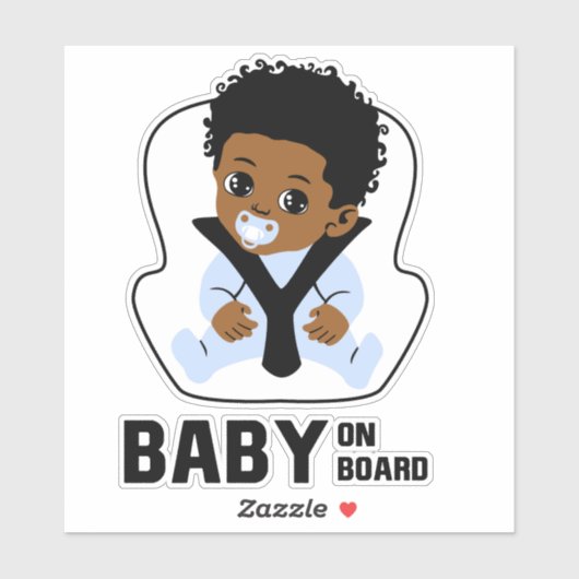 Baby On Board Car Seat African American Boy シール (シート)