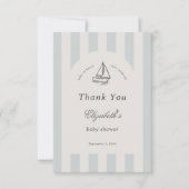 Baby On Board Elegant Blue Sailboat サンキューカード (正面)