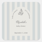 Baby On Board Elegant Blue Sailboat Baby Shower スクエアシール (正面)