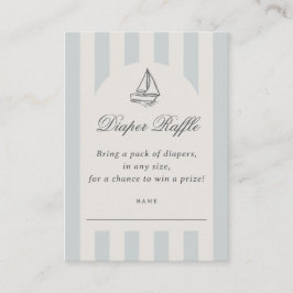 Baby On Board Elegant Blue Sailboat Diaper Raffle エンクロージャーカード