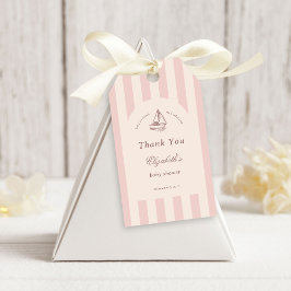 Baby On Board Elegant Pink Sailboat Baby Shower ギフトタグ