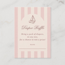 Baby On Board Elegant Pink Sailboat Diaper Raffle エンクロージャーカード