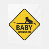 Baby on Board funny baby design with surf board フリースブランケット (正面)