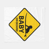 Baby on Board funny baby design with surf board フリースブランケット (正面(横))