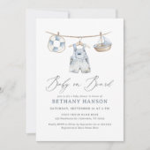Baby on Board Nautical Baby Shower 招待状 (正面)