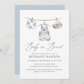 Baby on Board Nautical Baby Shower 招待状 (正面/裏面)