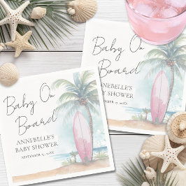Baby On Board Pink Beach Baby Shower スタンダードカクテルナプキン