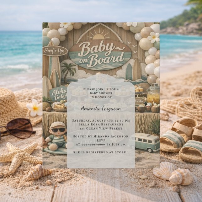 Baby on Board retro beach Baby Shower invitation (クリエイターアップロード済み)