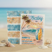 Baby on Board Retro Surf Beach Baby Shower 招待状