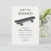 Baby on Board Skateboard Baby Shower 招待状 (スタンド正面)