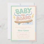 Baby on Board Skateboard Baby Shower party 招待状 (正面)
