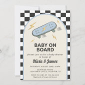 Baby on Board Skateboard Baby Shower party 招待状 (正面)