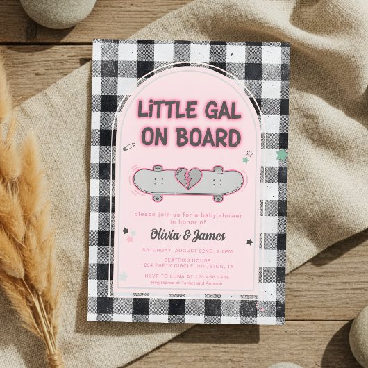 Baby on Board Skateboard Baby Shower party 招待状