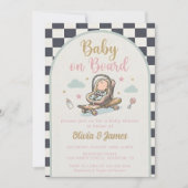 Baby on Board Skateboard Baby Shower party 招待状 (正面)