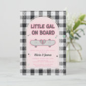 Baby on Board Skateboard Baby Shower party 招待状 (スタンド正面)