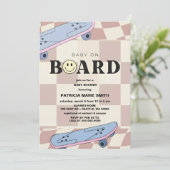 Baby on Board Skateboard Baby Shower party Invitat 招待状 (スタンド正面)