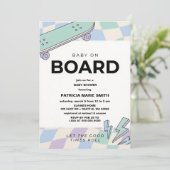 Baby on Board Skateboard Baby Shower party Invitat 招待状 (スタンド正面)