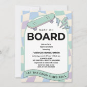 Baby on Board Skateboard Baby Shower party Invitat 招待状 (正面)
