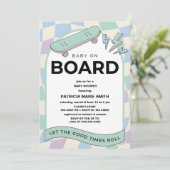 Baby on Board Skateboard Baby Shower party Invitat 招待状 (スタンド正面)