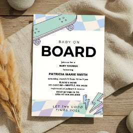 Baby on Board Skateboard Baby Shower party Invitat 招待状