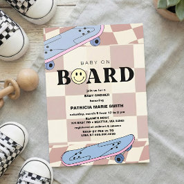 Baby on Board Skateboard Baby Shower party Invitat 招待状