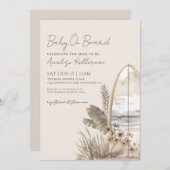 Baby On Board Summer Boho Beach Baby Shower 招待状 (正面/裏面)
