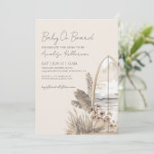 Baby On Board Summer Boho Beach Baby Shower 招待状 (スタンド正面)