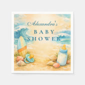 Baby On Board Surf Baby Shower スタンダードカクテルナプキン (正面)