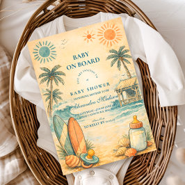 Baby On Board Surf Baby Shower 招待状