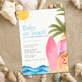 Baby on Board Surfboard Beach Baby Shower 招待状