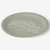 Baby On Board Surfing Green Baby Shower ペーパープレート (アングル)