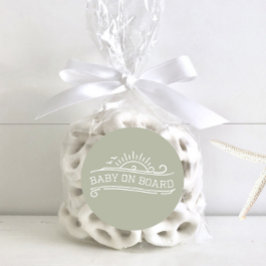 Baby On Board Surfing Green Baby Shower ラウンドシール