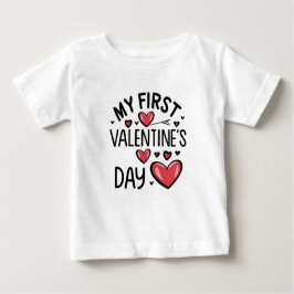 Baby on his first Valentine's Day ベビーTシャツ