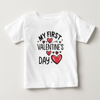 Baby on his first Valentine's Day ベビーTシャツ