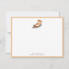 Baby Otter Nursery Note Card – Personalized ノートカード