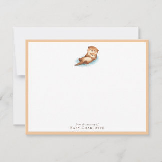 Baby Otter Nursery Note Card – Personalized ノートカード