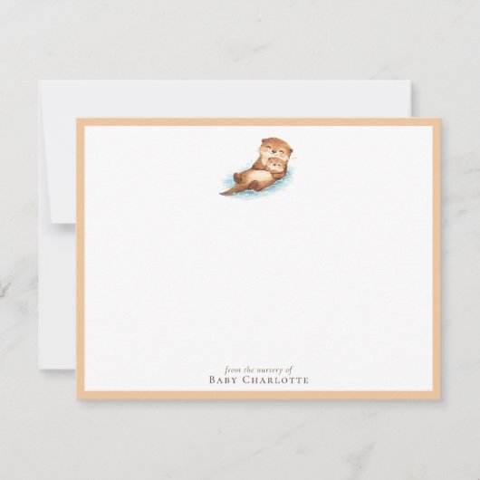 Baby Otter Nursery Note Card – Personalized ノートカード (正面)