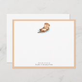 Baby Otter Nursery Note Card – Personalized ノートカード (正面/裏面)