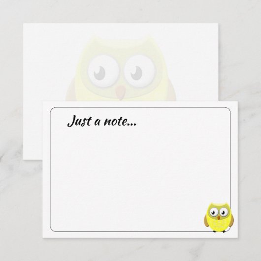 Baby Owl Cartoon Custom Just a Note ノートカード (正面/裏面)