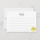 Baby Owl Cartoon Lined Monogram Personalized  ノートカード (正面)